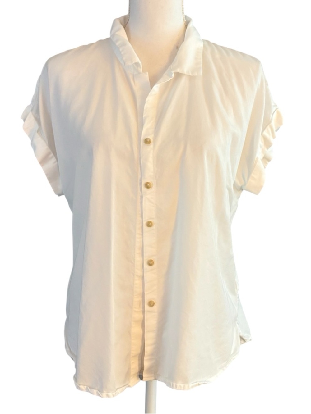 Lucky Brand White Short-Sleeve Button-Down Shirt